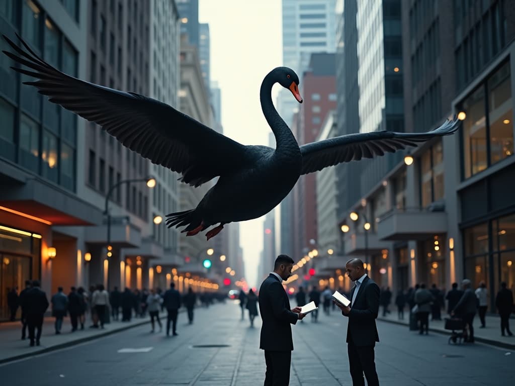 Abstract visualization of market volatility and black swan events